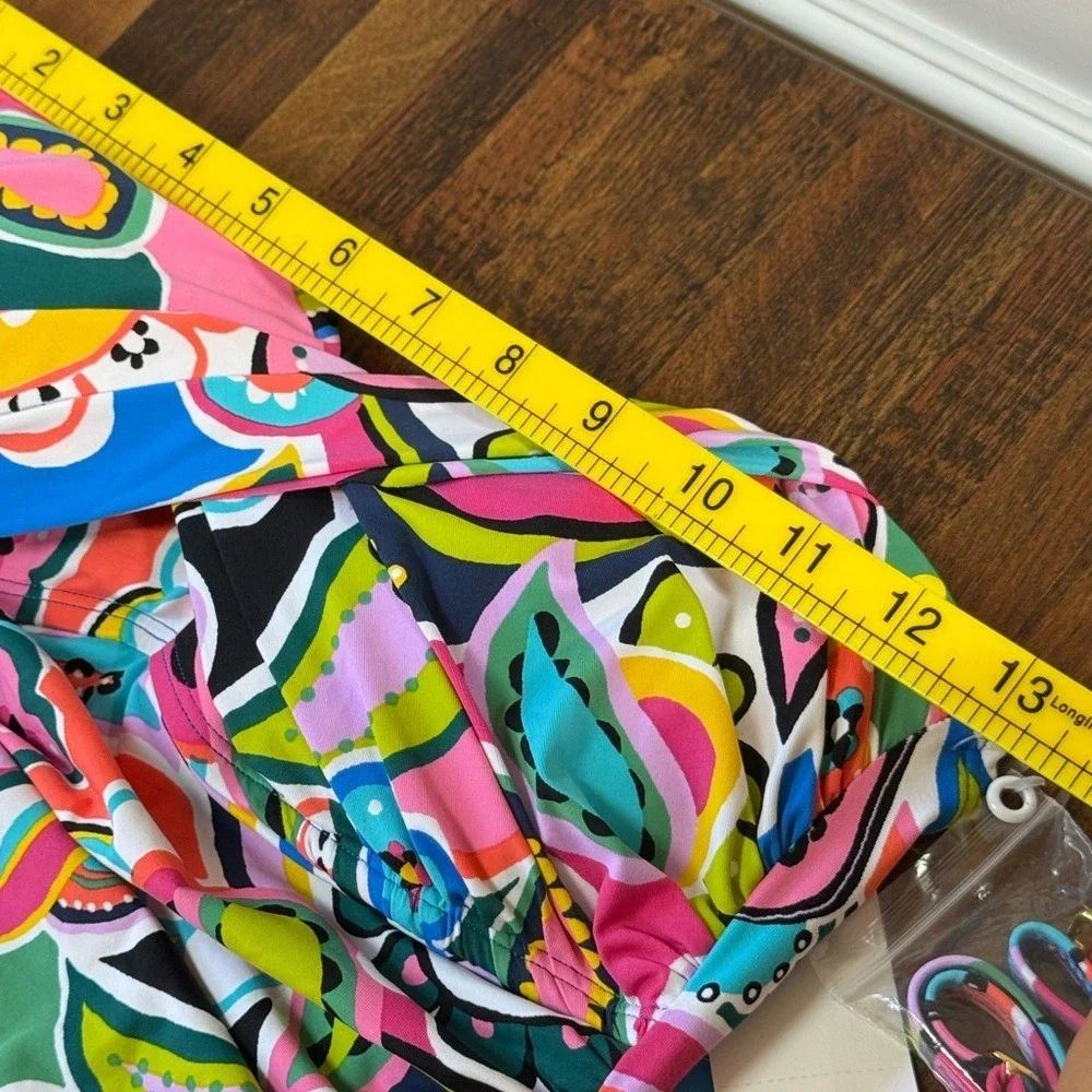 NWT Bleu by Rod Beattie Printed Twist Bandeau Tankini Swim Top Size 6 - Picture 7 of 8